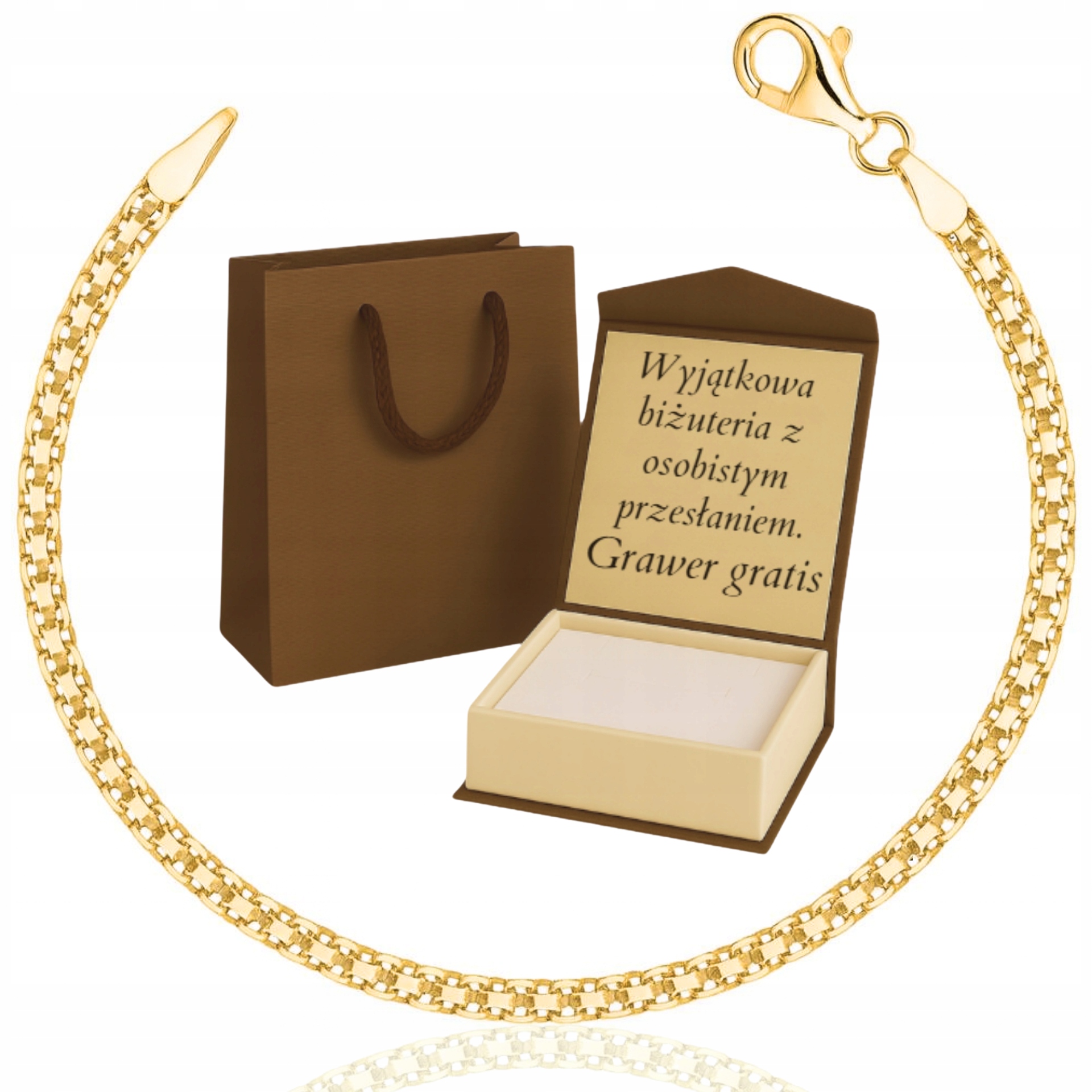 Zlatý Plný Dámský Náramek Bismark Modulární Ryzost 925 585 Gravírování Bonus