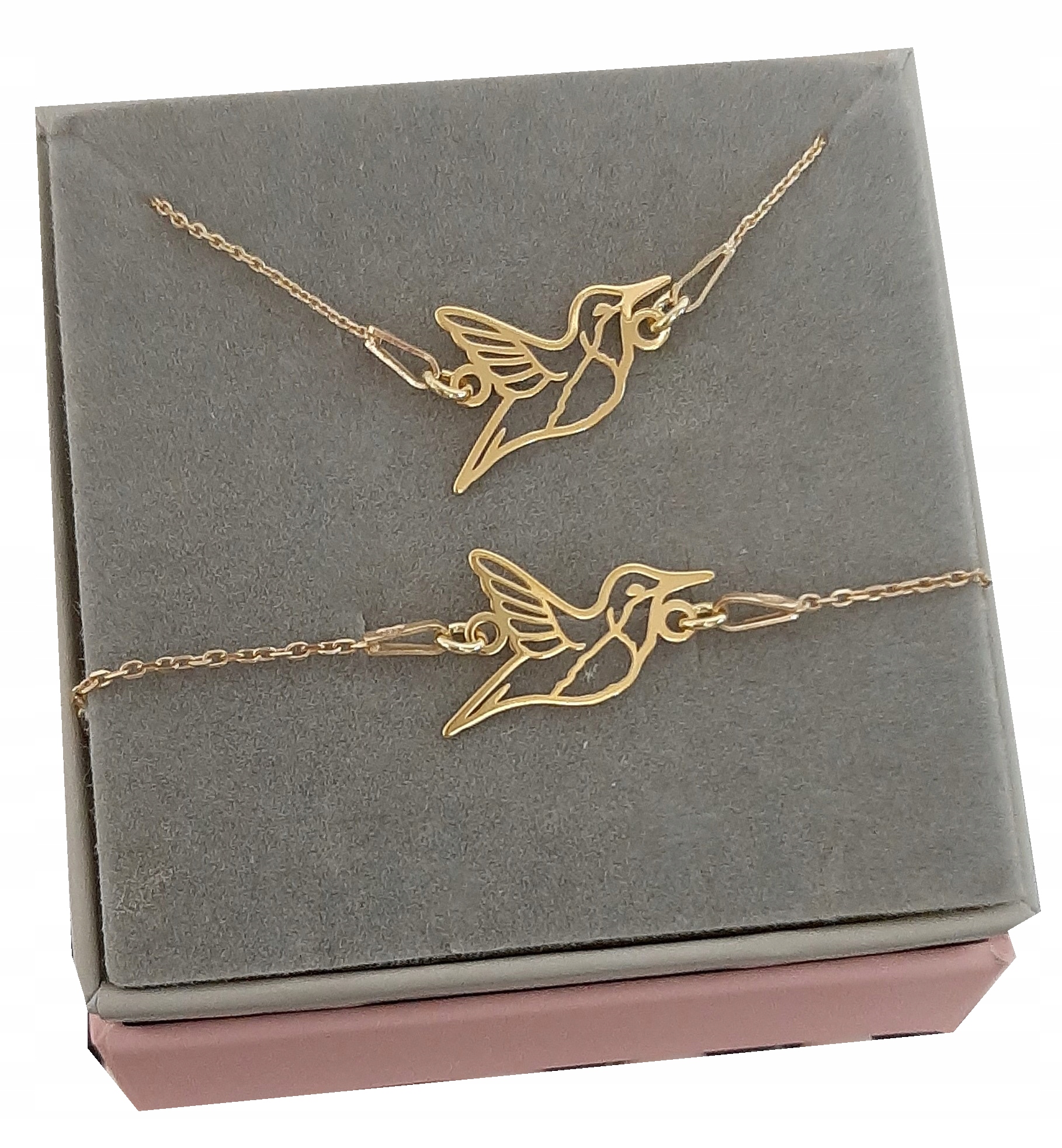 Zlatá souprava s kolibříkem kolibřík stříbro 925 zł