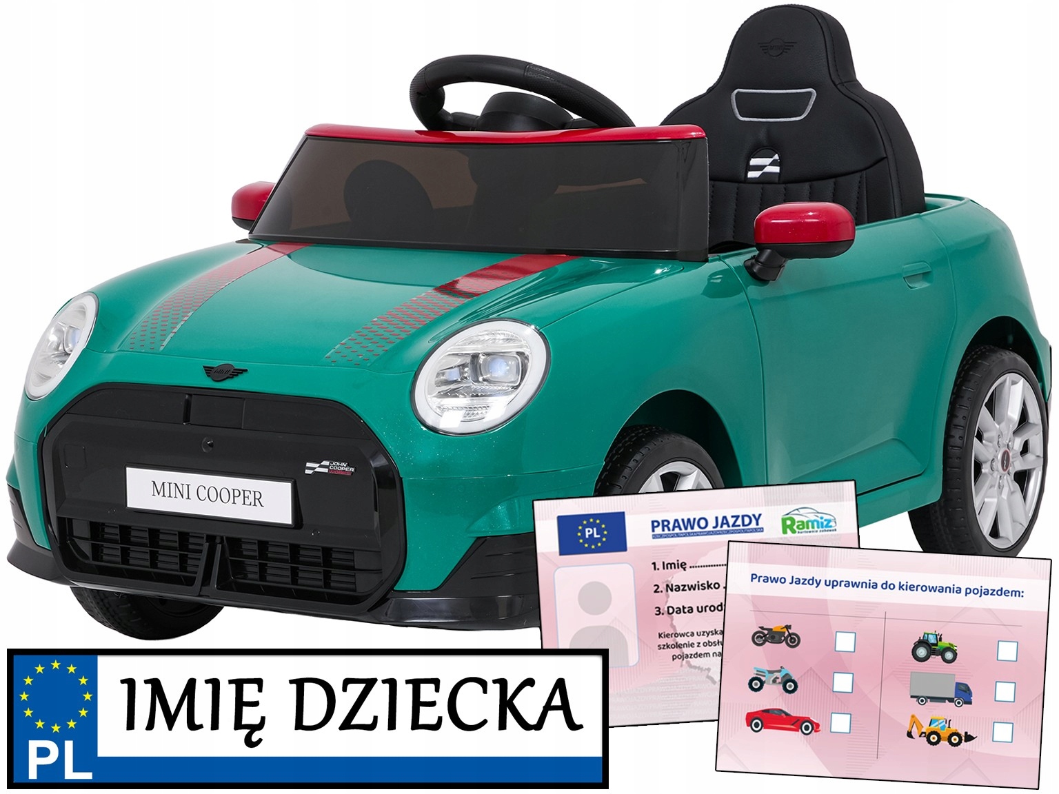 pierwsze autko na akumulator Mini Cooper pilot 2,4 GHz piankowe koła