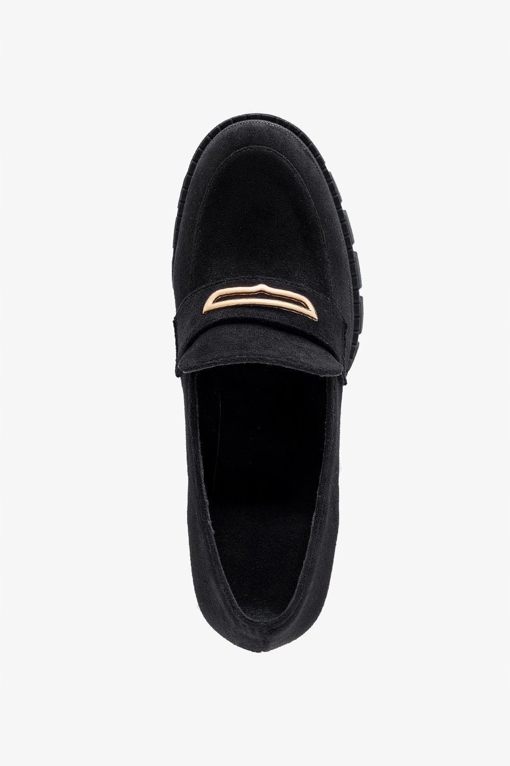 CZARNE MOKASYNY DAMSKIE PÓŁBUTY NA SŁUPKU ZE ZŁOTĄ OZDOBĄ MODNE r 39 Rozmiar 39