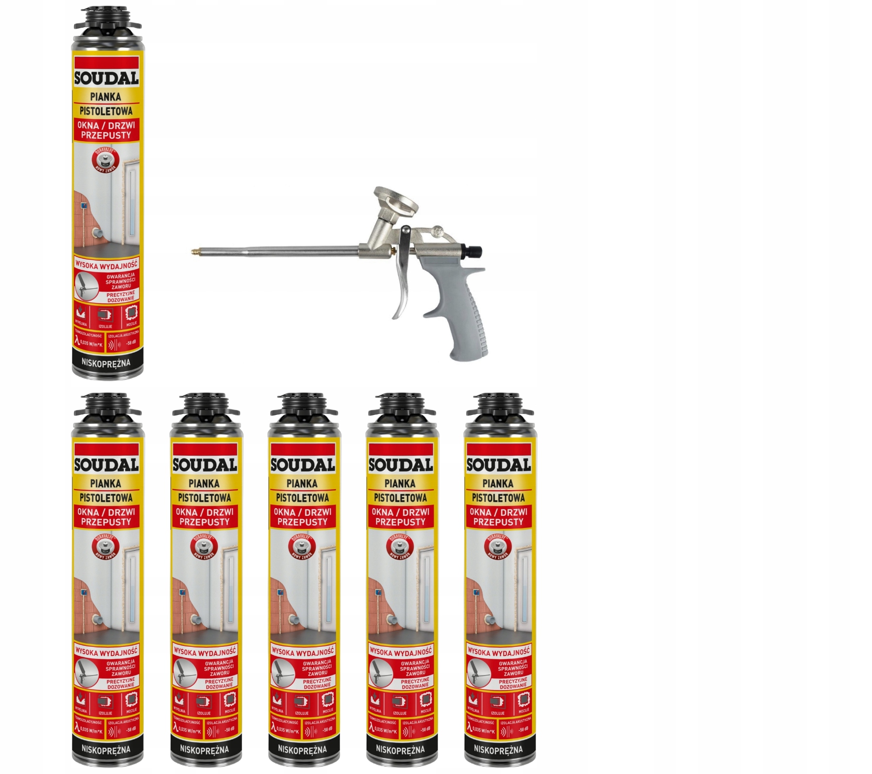 Soudal Pištoľová polyuretánová pena 121105 6 ks pištoľ FG-STD15