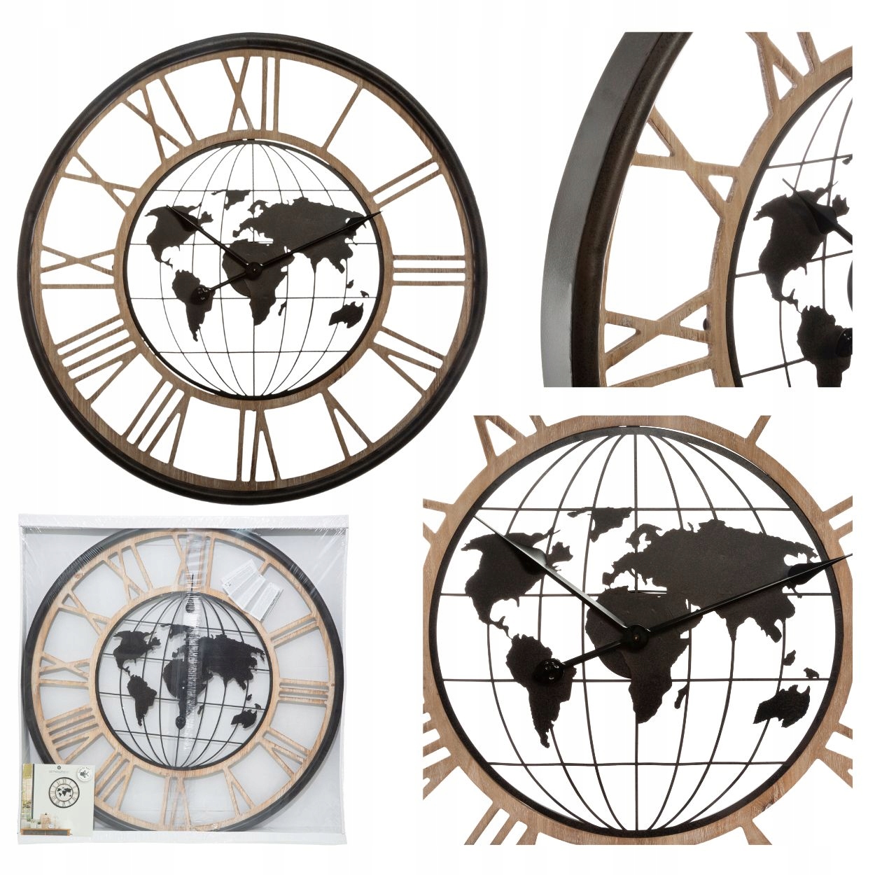 Nástenný Hodinový Strojček 67 CM Dekoratívny, Bronzový, Veľký Ako Darček Pre Milovníka Cestovania