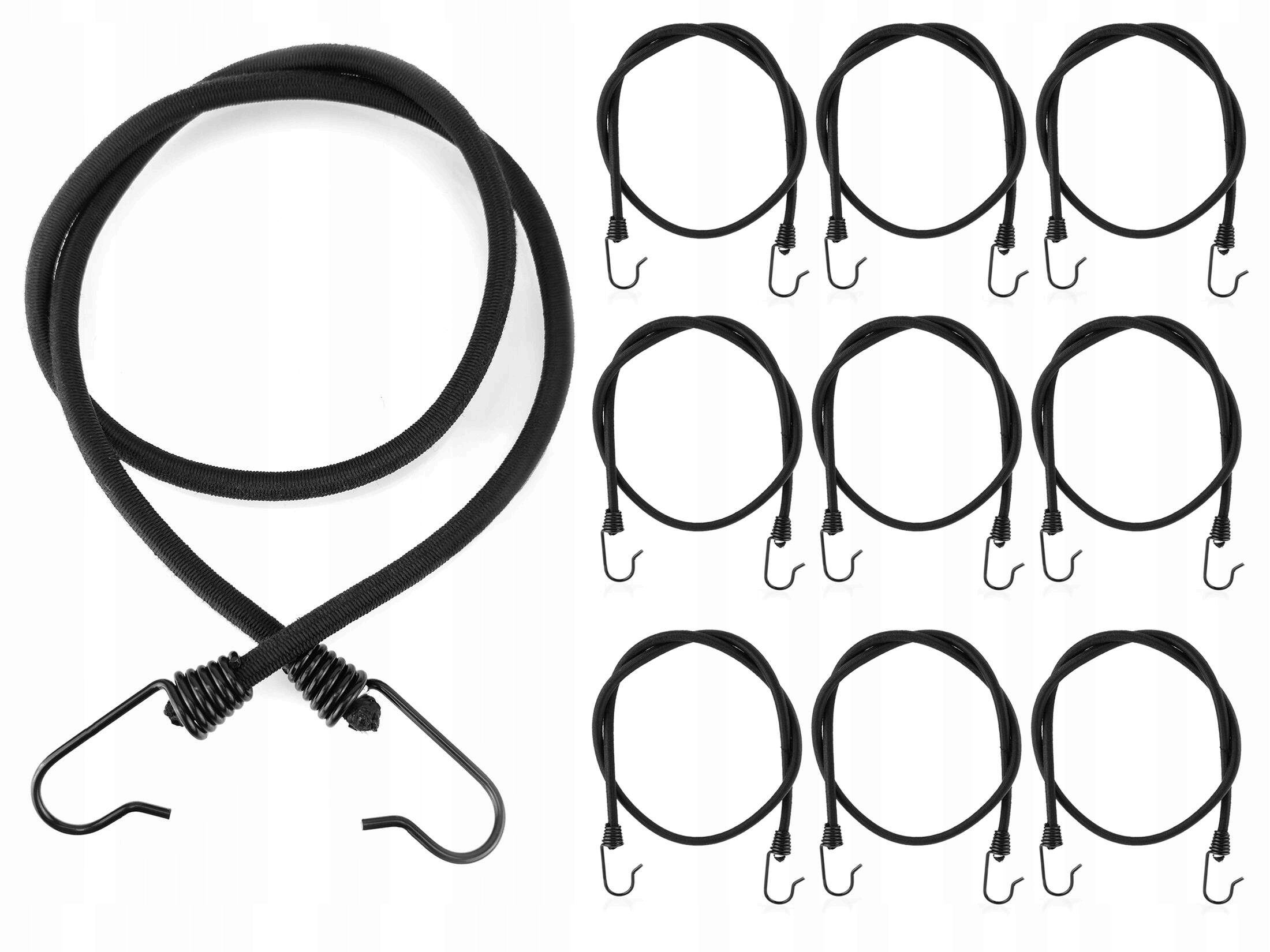 Gumová šňůra s háčky pro připevnění expandérového zavazadla, sada 10 Ks 200 cm