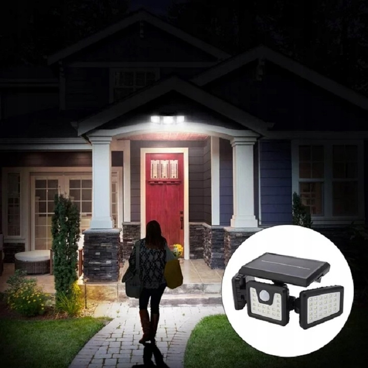 LAMPA ULICZNA SOLARNA LED CZUJNIK ZMIERZCHU RUCHU ZEWNĘTRZNA OGRODOWA MOCNA Grubość 35 mm