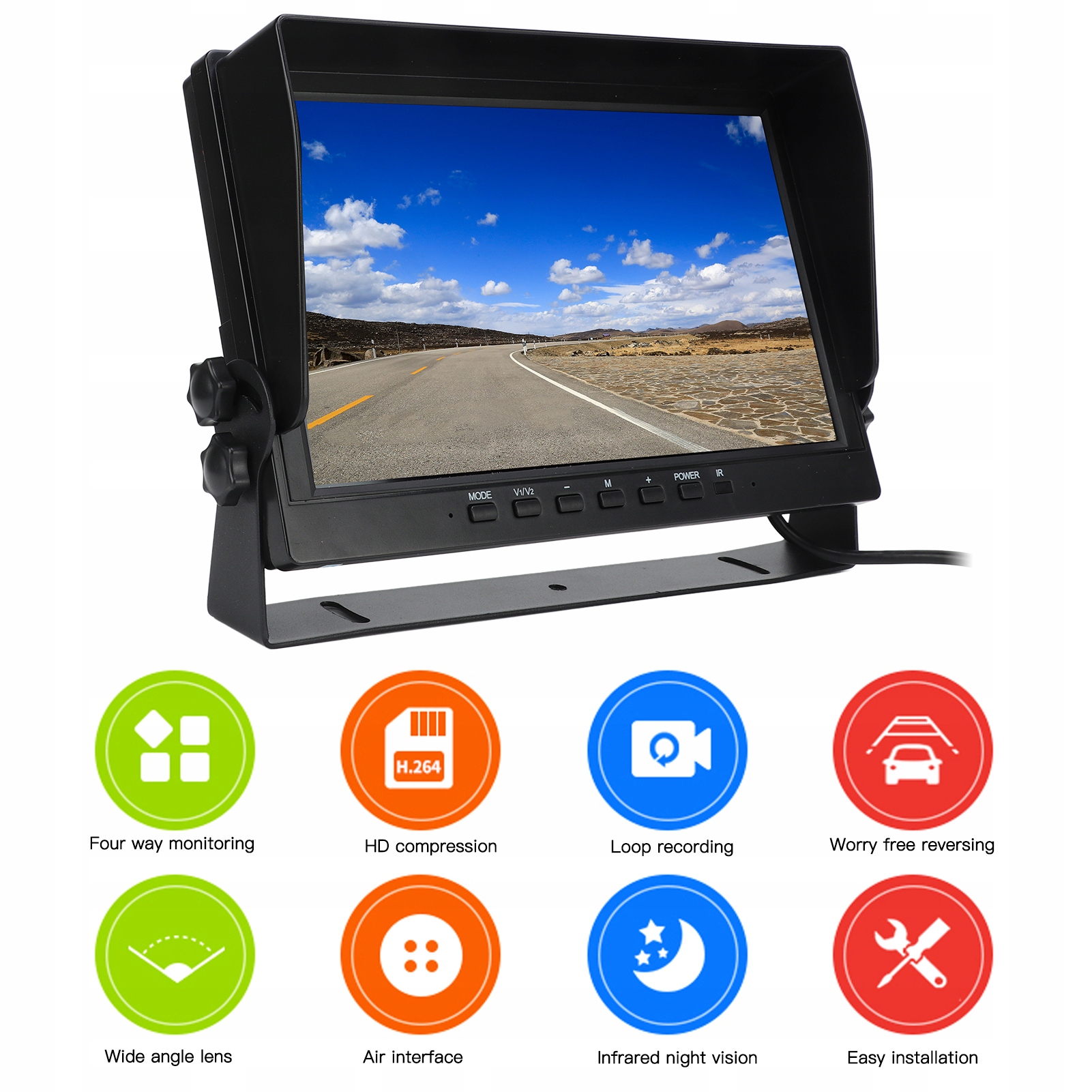 WYŚWIETLACZ COFANIA HD MONITOR Z KAMERĄ TYLNĄ EKRAN TFT LCD KOPII ZAPASOWYC Liczba sensorów 1