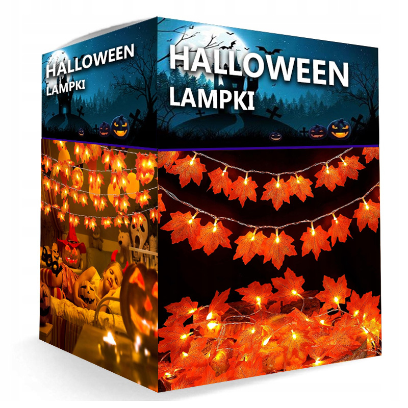 LAMPKI GIRLADNA ŚWIETLNA JESIENNE DEKORACJA 40LED LIŚCIE KLONU 6M