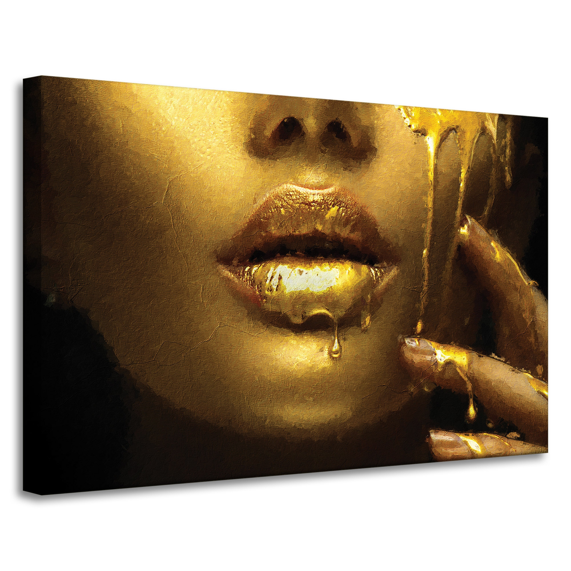 Obraz na plátně Zlatá Tvář ženy Zlaté rty 90x60 cm Ideální jako dárek