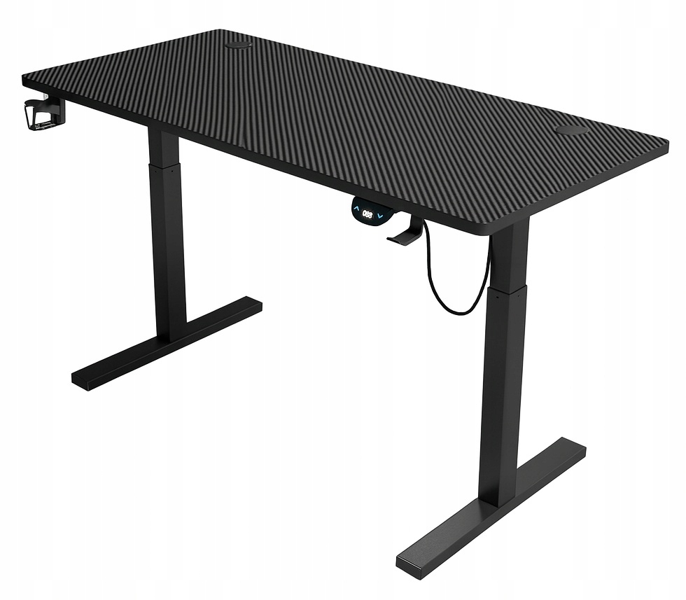Biurko regulowane 140cm Elektryczne regulacja wysokości 72-118cm czarne LED