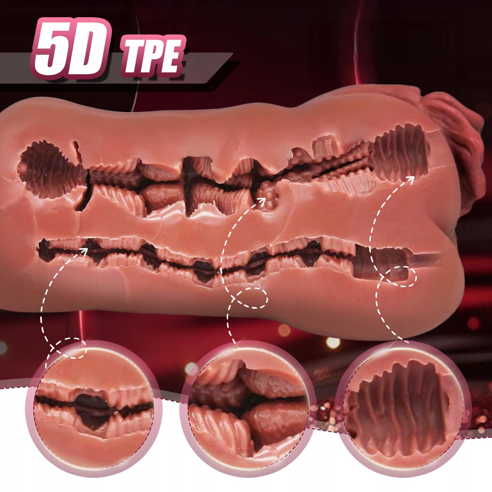 REALISTISCHE 5D Vagina & Analny Masturbator Tekstura Skóry 720g — miniatura 4