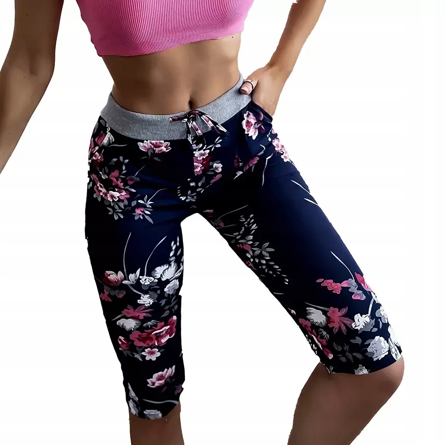 

HK-86063 Pink H33 Spodenki 3/4 W Kwiaty XXL-44