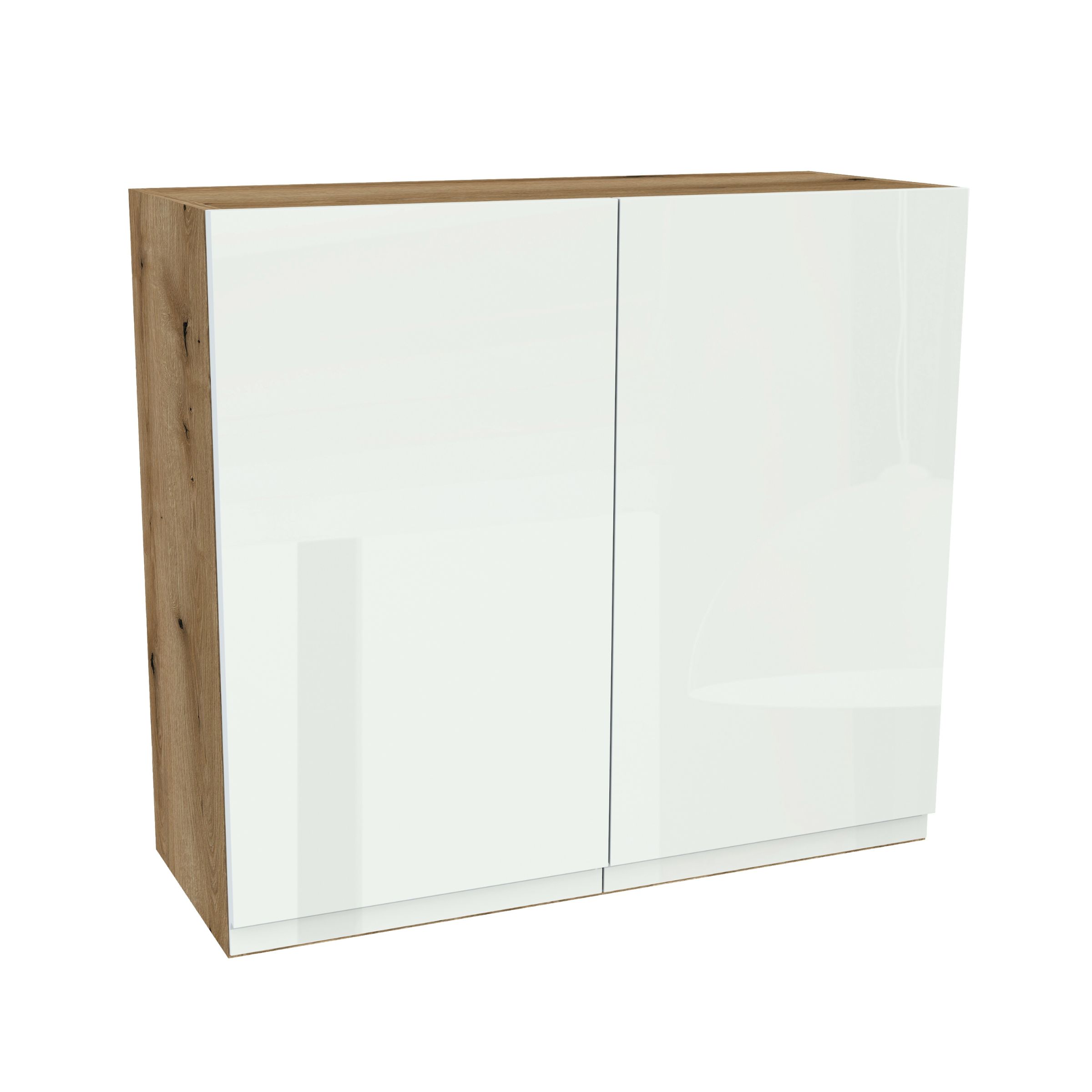 Horná skrinka 80/72 Frezo Dub Evoke predná časť Bezúchytkový Biely Akryl Lesk