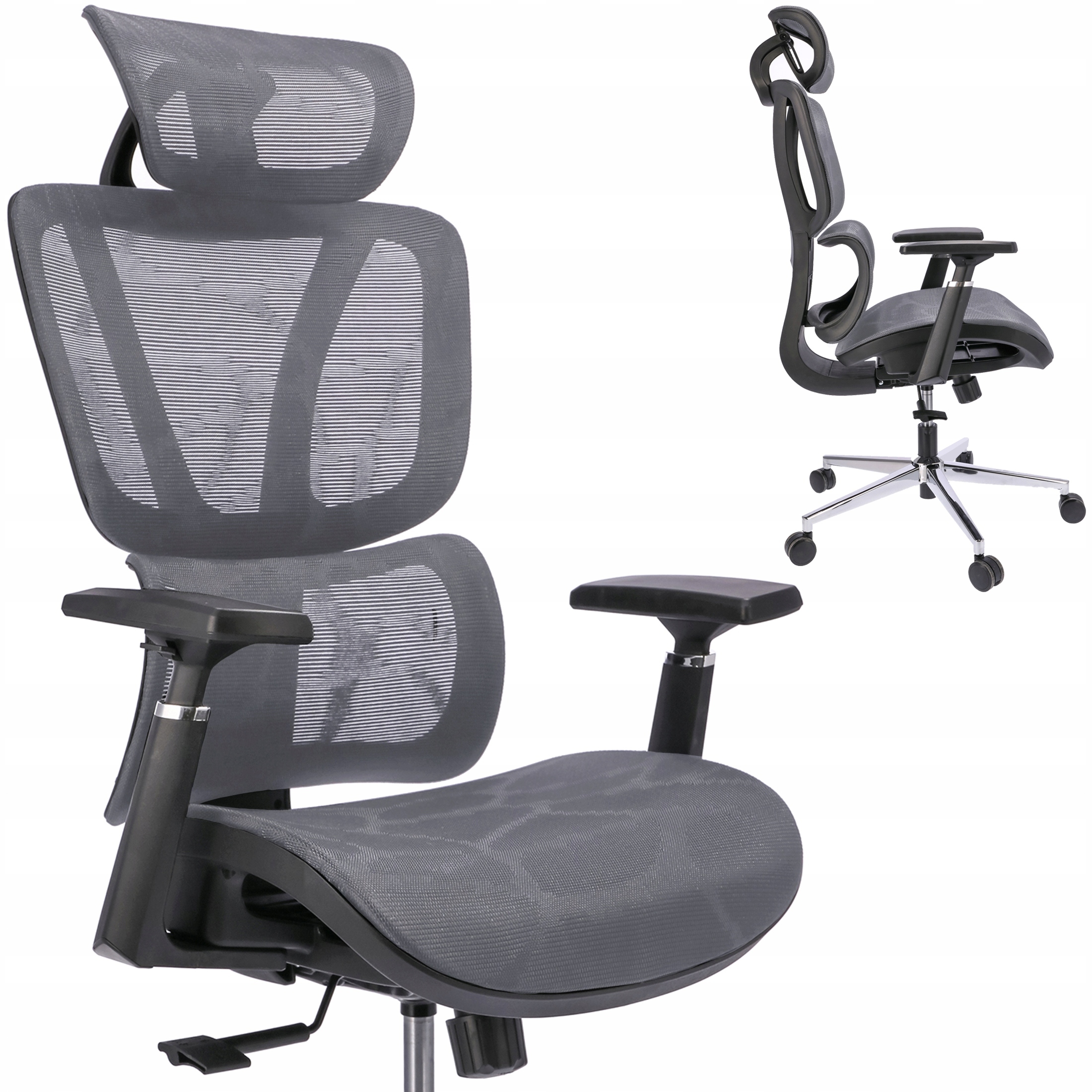 Šedé kreslo Neova do kancelárie s kolieskami, pohodlné