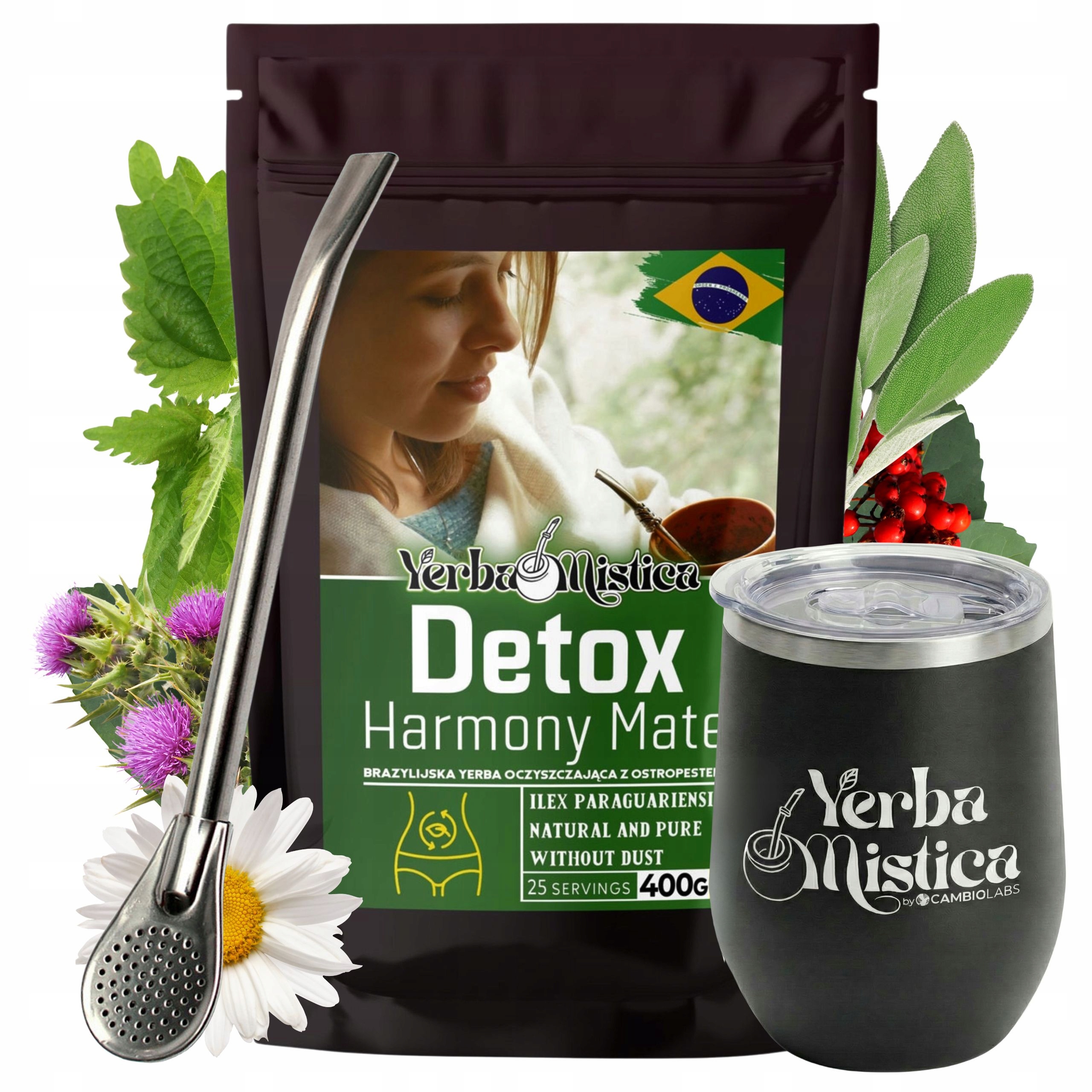 Sada Yerba Mate Matero Bombilla Čaj na čištění Ostropestřec
