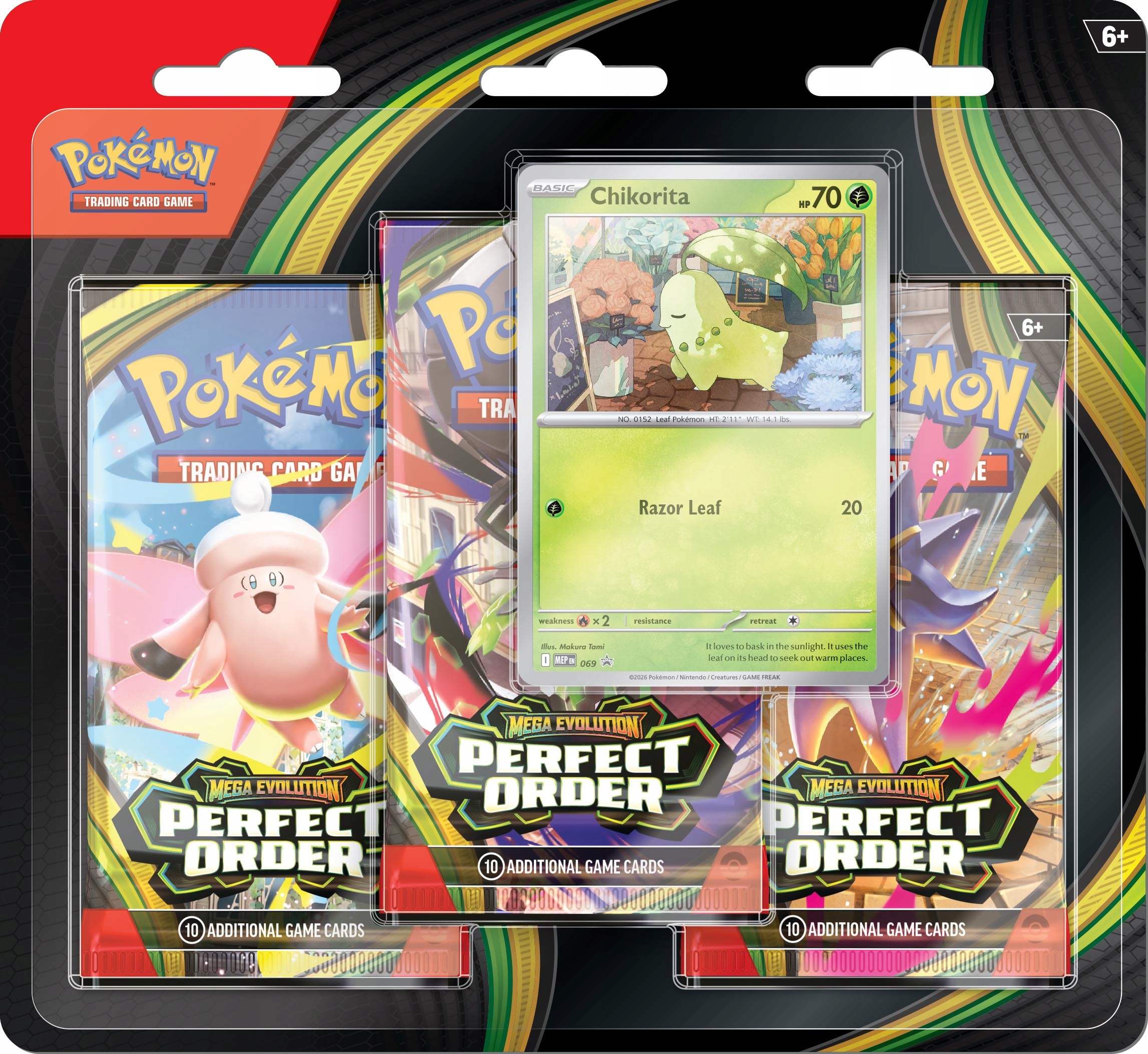Pokémon TCG: Mega Evolution - Perfect Order - 3-pack Blister - Chikorita