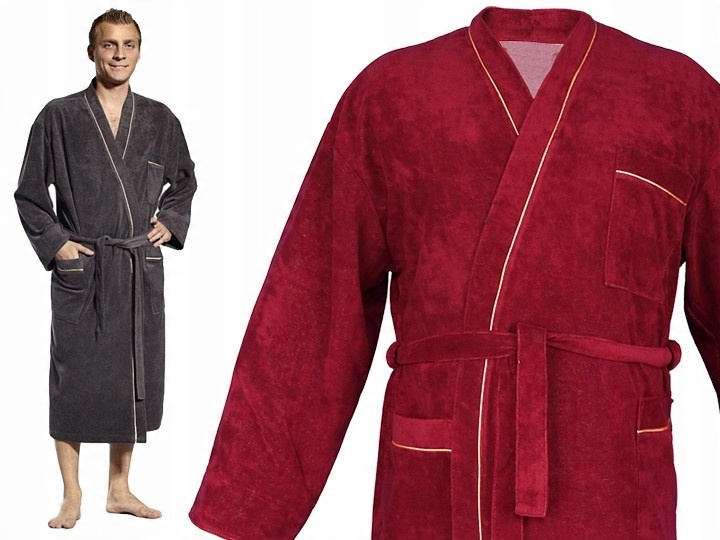 

męski szlafrok duże rozmiary Frotte rozm 5XL bordo
