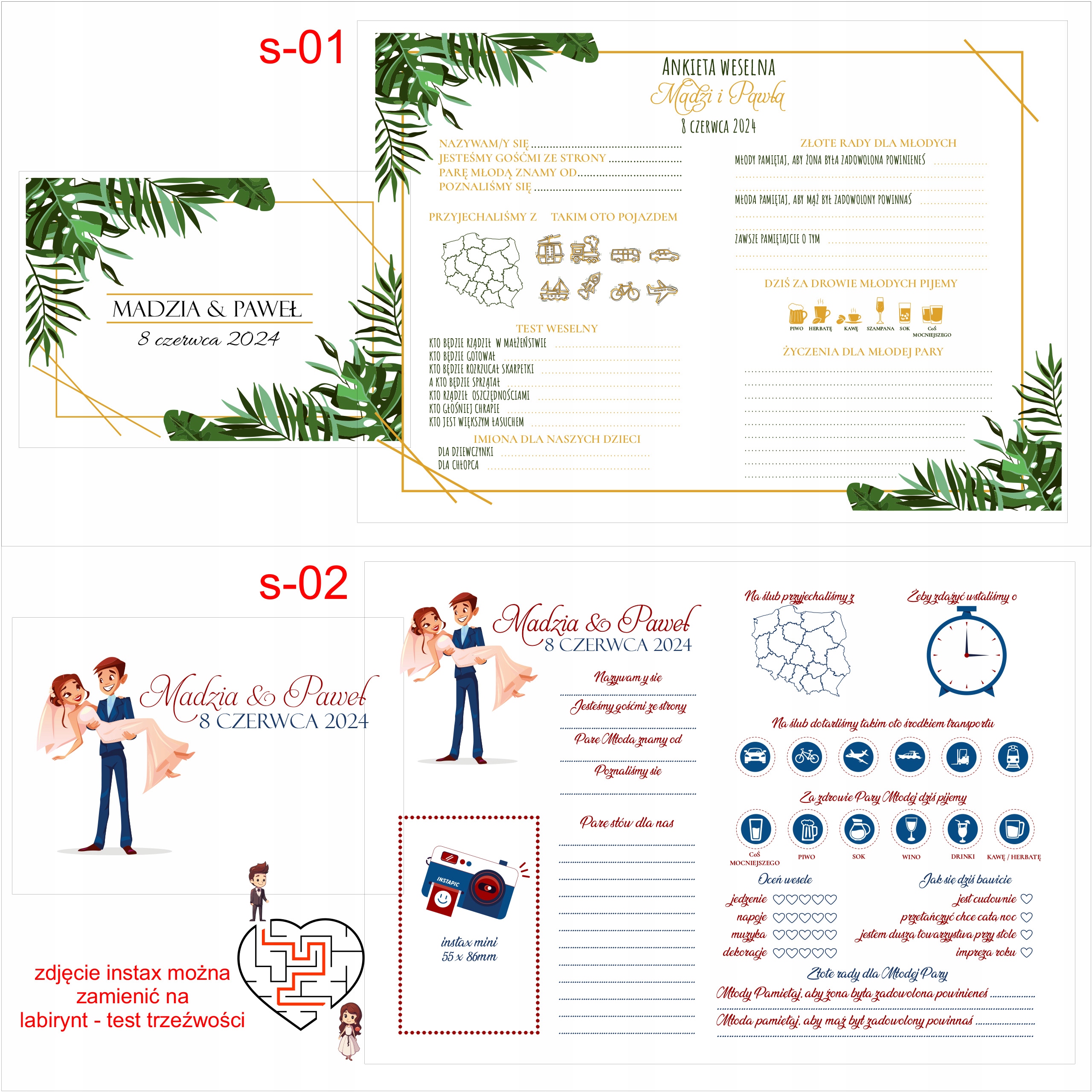 KSIĘGA GOŚCI Z ANKIETAMI NA ŚLUB WESELE DREWNIANA PERSONALIZAWANA PAMIĄTKA Wysokość produktu 22 cm