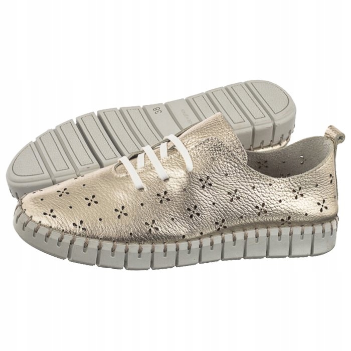 Polobotky Kožené Dámské Maciejka Zlaté F6536-25