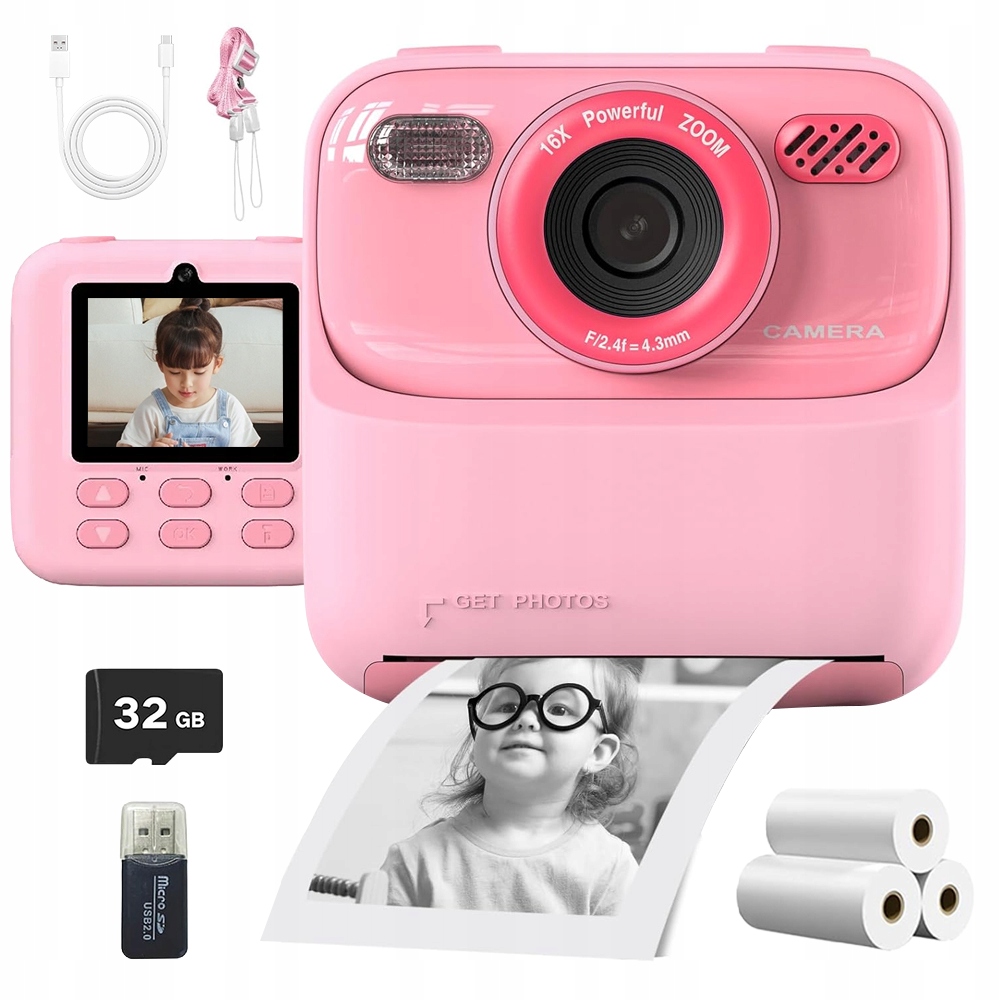 Digitální Instantní Fotoaparát 1080P Hd Pro Děti S Tiskárnou