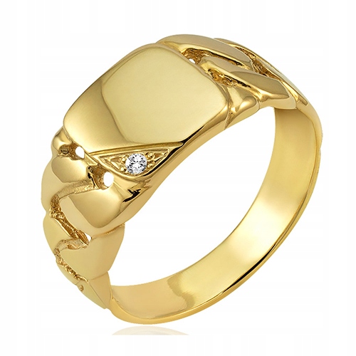 ZŁOTY SYGNET MĘSKI PANCERKA 585 Z BRYLANTEM – KLASYKA I PRESTIŻ
