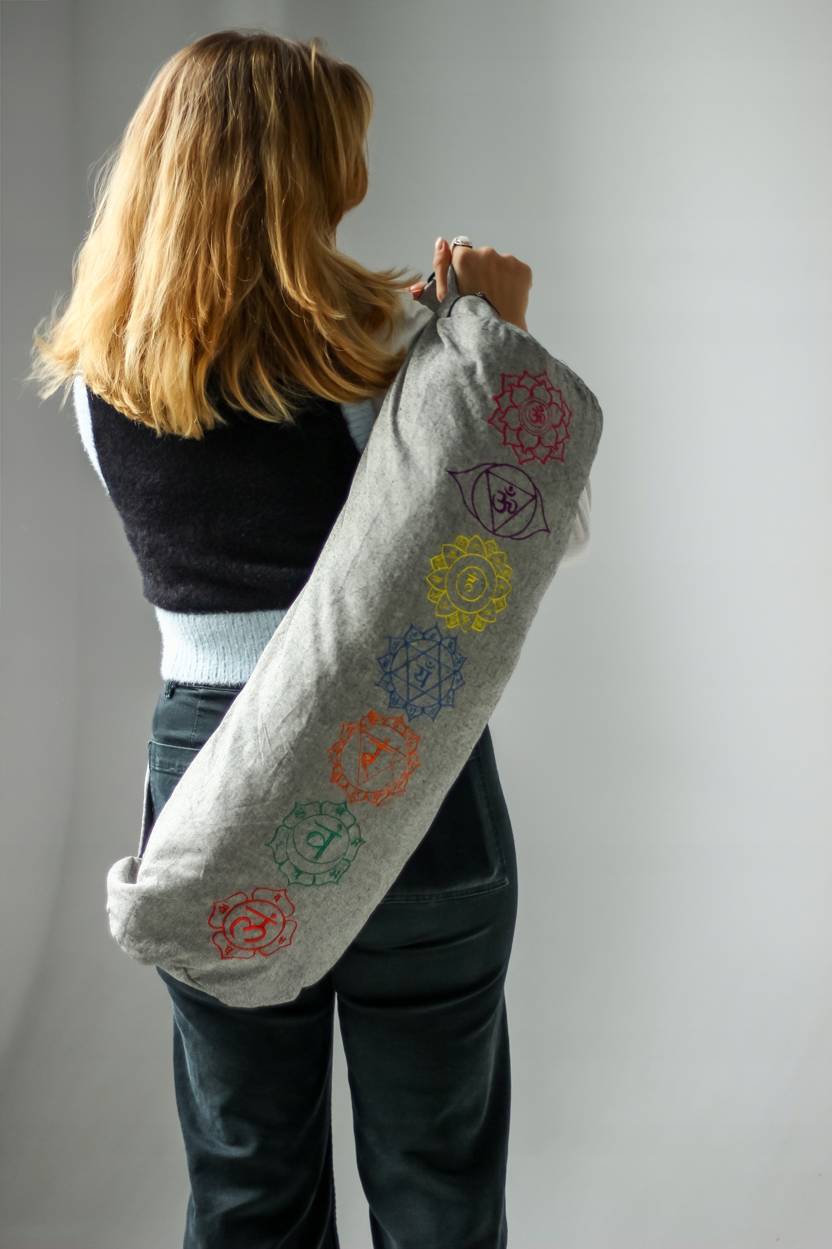 Bavlněná taška obal na podložku na jógu, etno design s motivem čaker