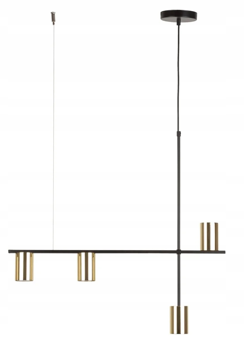 Závesná dekoratívna lampa zlatá, čierna, moderná, 4 reflektory Sigma