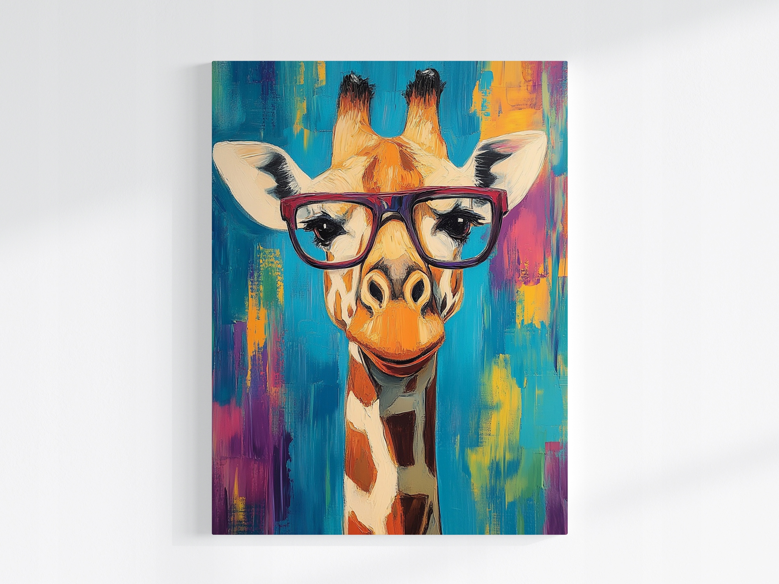 Obraz Na Plátně Canvas Portrét Žirafa Brýle Pop-art Hipster Funky 60x80