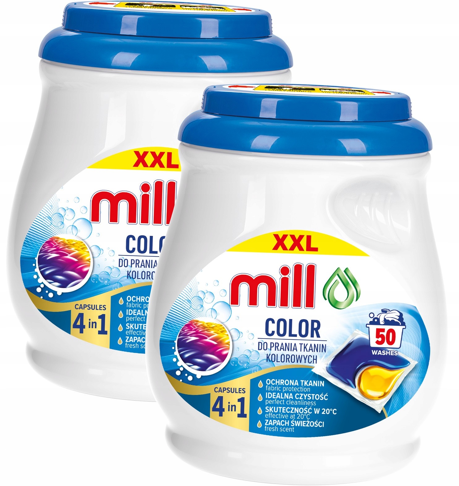 Levně MILL Kapsle na praní Barvy 100 praní 4v1 100 kusů Color Duo Caps