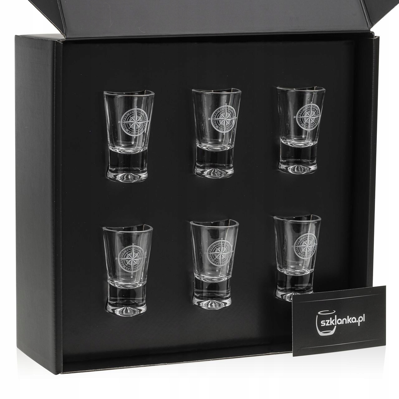 Sklenice na vodku „Růže větrů“ (G0090) 25 ml 6 ks v krabičce