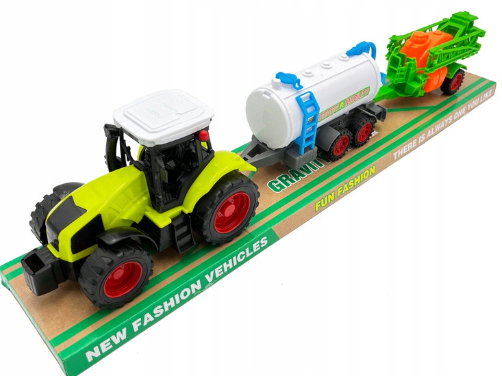 TRAKTOR Z MASZYNAMI ROLNICZYMI BECZKA OPRYSKIWACZ
