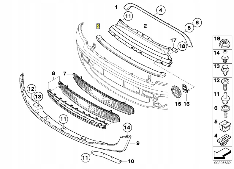 MINI chrom listwa ozdobna maski R55 R56 R57 Part number 51117209904