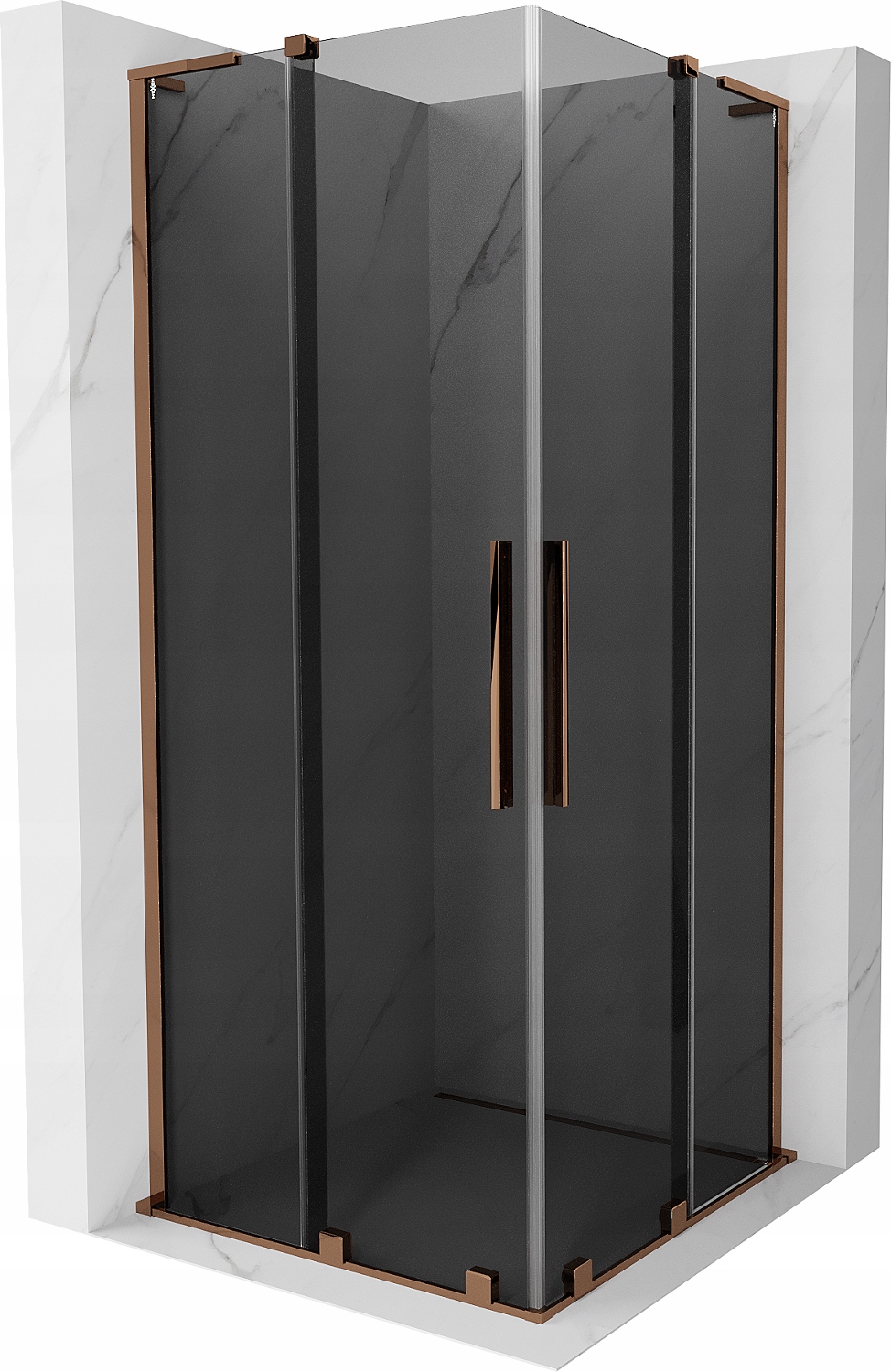 Mexen Velar L Duo Sprchová Kabina 100x100cm, Grafit/Růžové Zlato