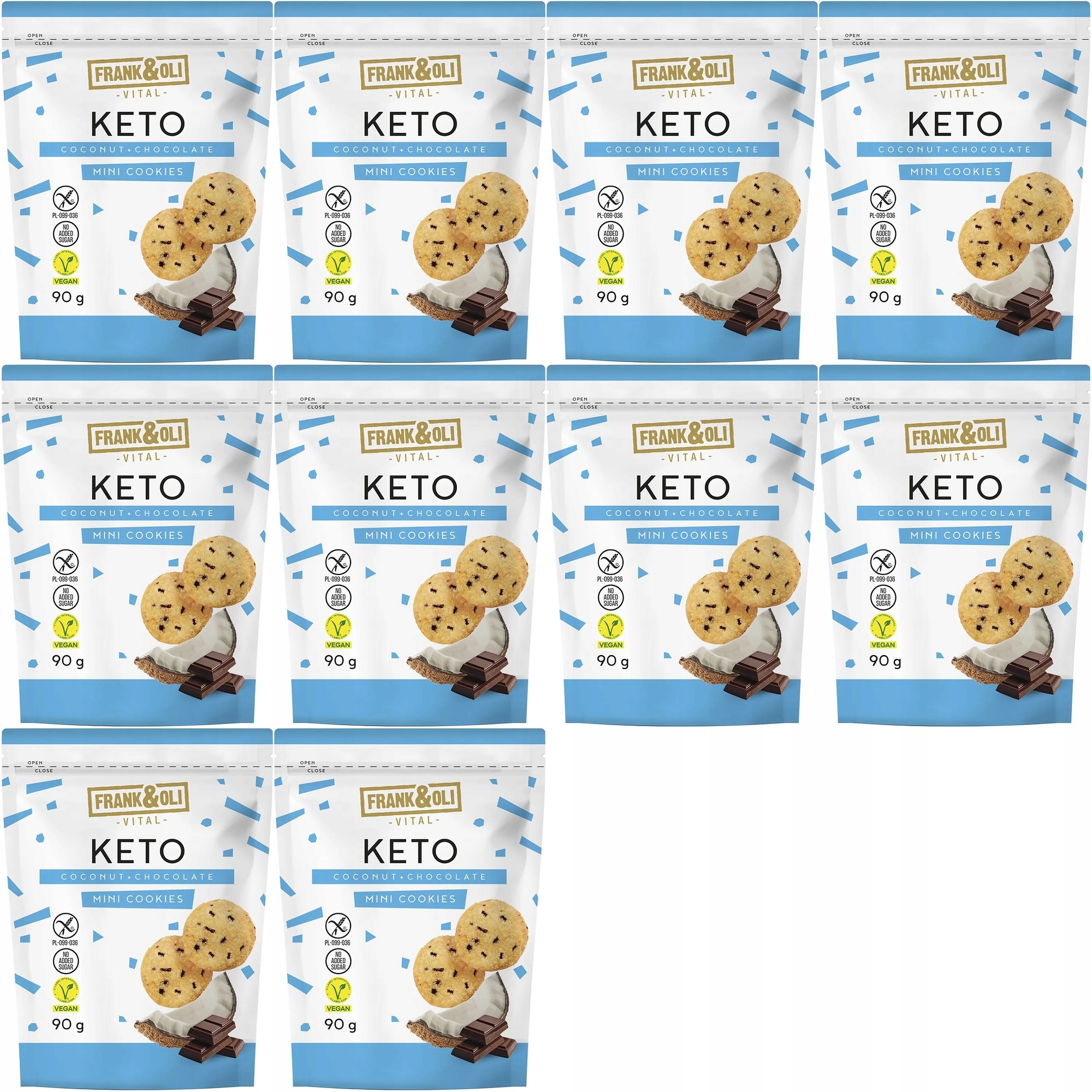 Zestaw ciasteczek Frank&Oli Mini ciasteczka Kokos i Czekolada 90 g 10 szt.