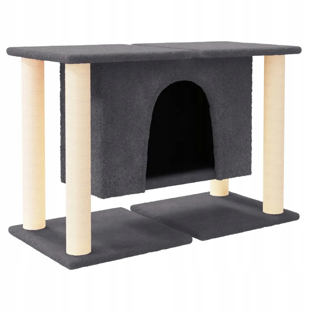 Levně Škrabadlo pro kočky sisalovými sloupky, tmavě šedé, 50 cm