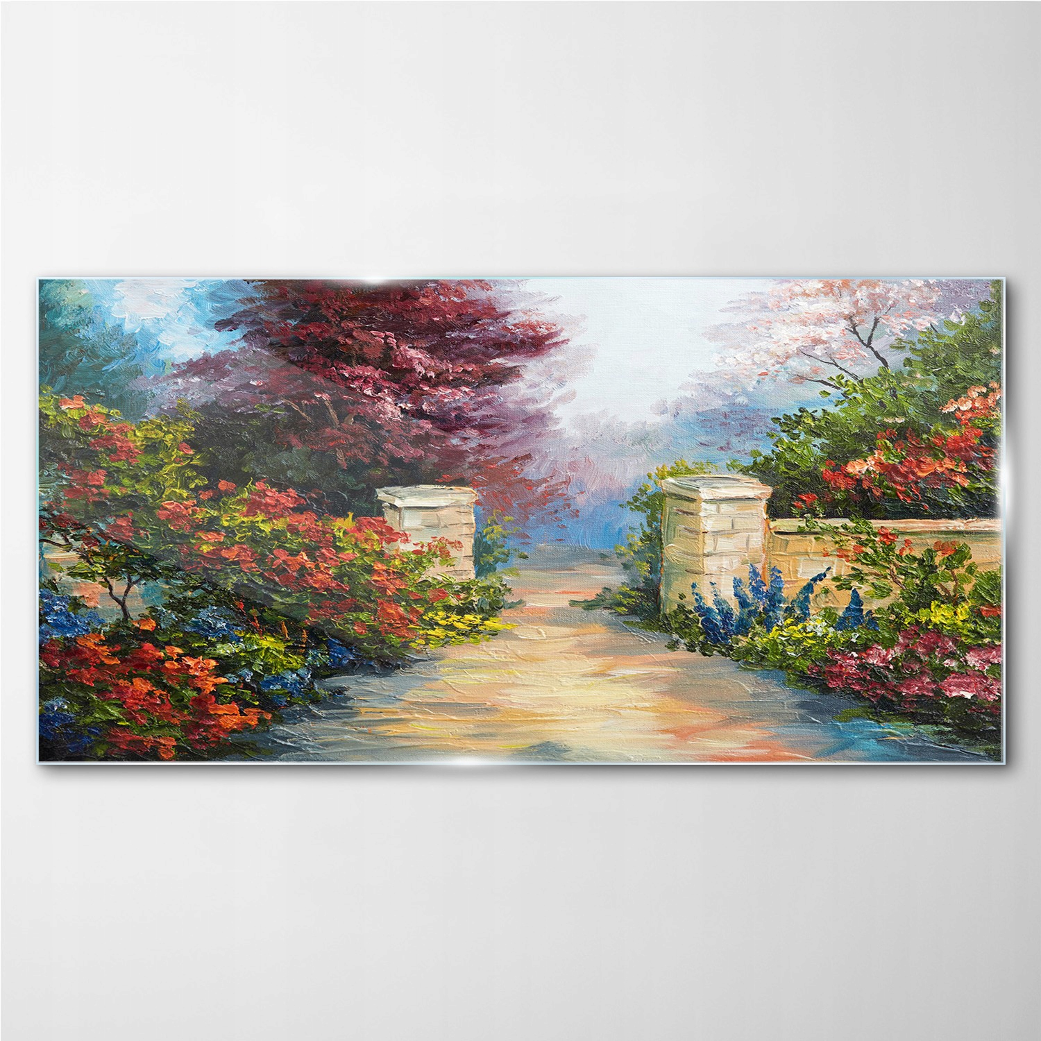 

Foto-obraz na szkle Ściana kwiaty drzewa 100x50 cm