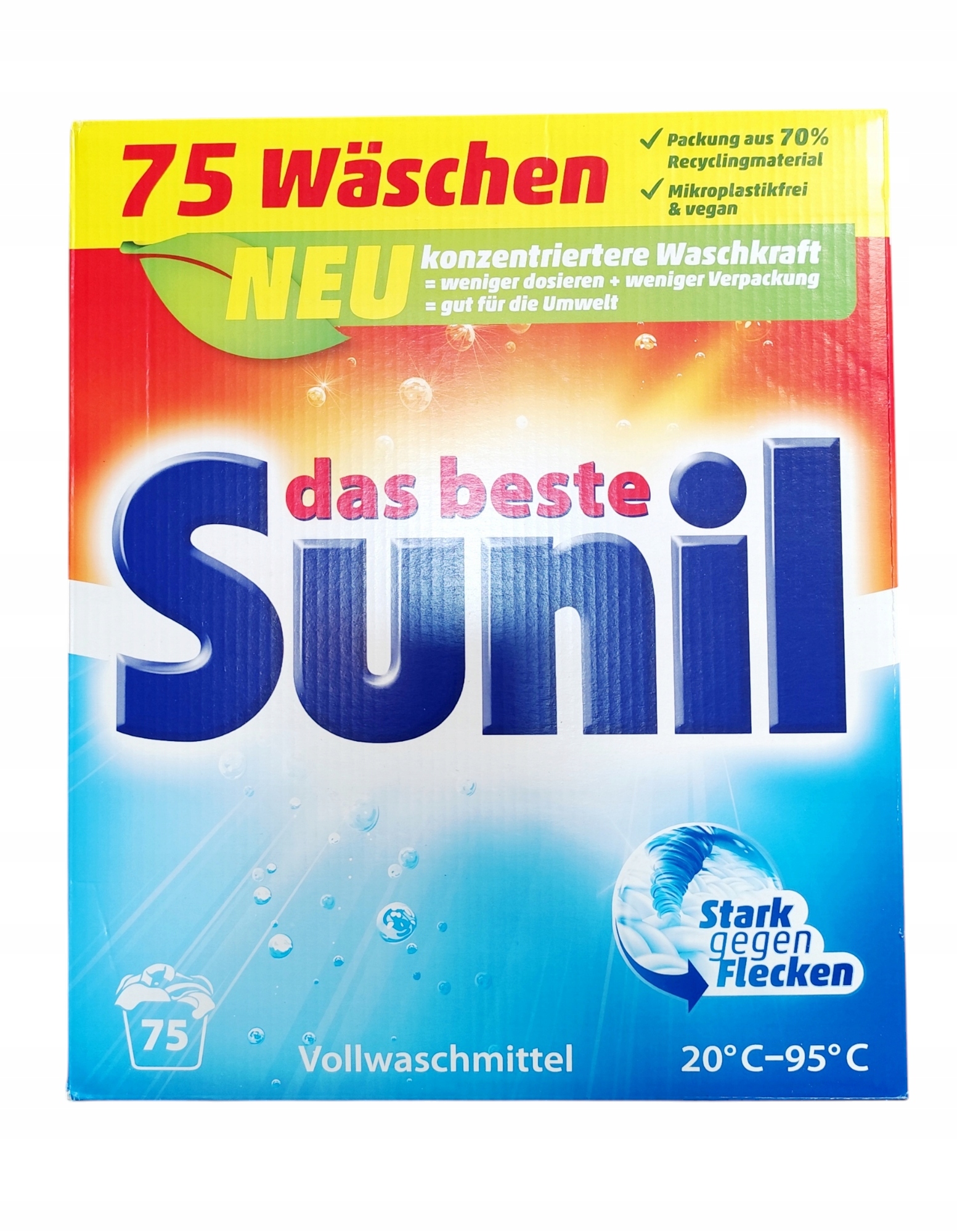 Levně Univerzální prací prášek Sunil Vollwaschmittel 3,75 kg 75 praní