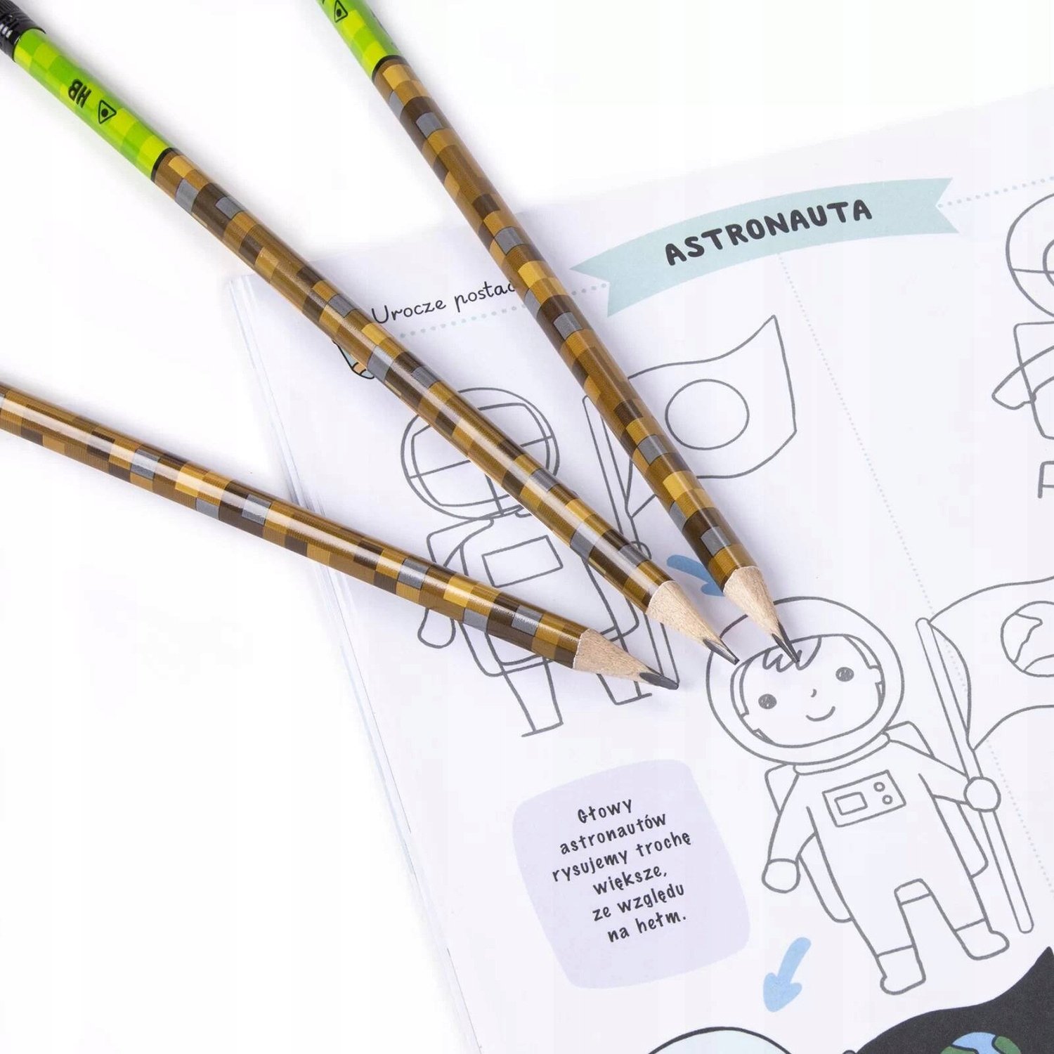 Ołówki Trójkątne Z Gumką HB Minecraft Pixel Game 3 Szt. Kidea Marka Kidea