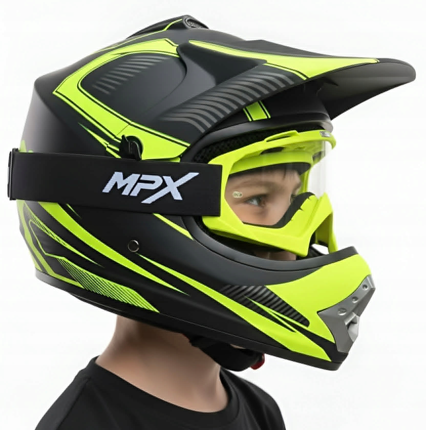 Kask Czarny Mat Neon Hulajnoga Elektryczna+gogle Rower Bmx Junior S 53-54cm