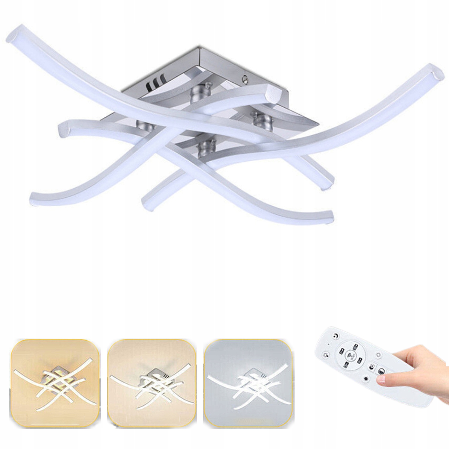 Lampa Sufitowa Led Żyrandol Zakrzywiona Do Salonu Jadalni 3 Barwy