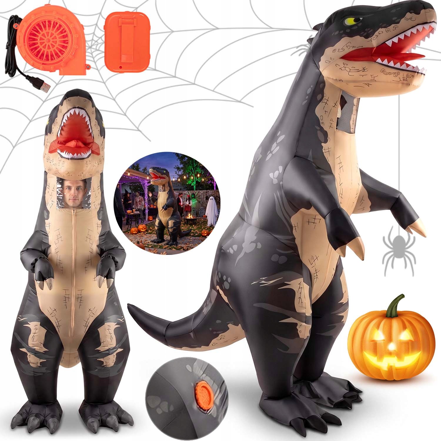 Kostým Dinosaura Tyranosaurus 160-190 CM, Zapínání Na Zip