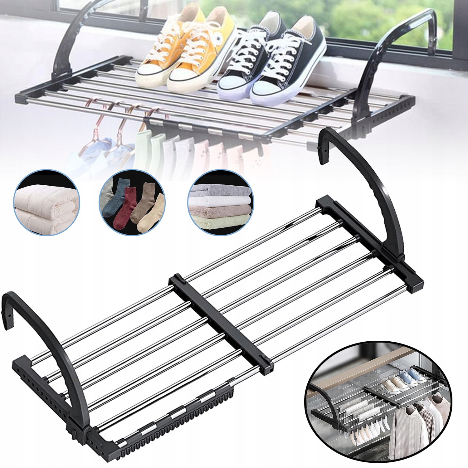 Sušicí Stojan Z Nerezové Oceli, Stojan Na Sušení Oblečení, Skládací