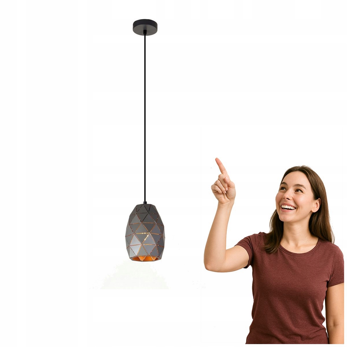 Moderní závěsná lampa Harley šedá zlatá E27 40W Italux