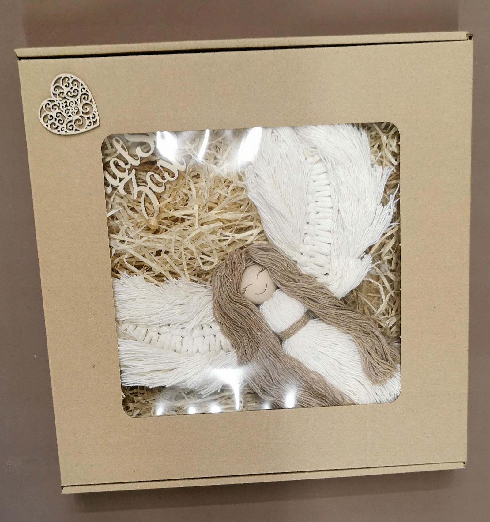 Anděl strážný Makramé Vlastní Nápis svaté přijímání křest pro štěstí 50 CM Malý