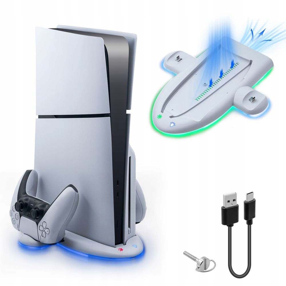 Podstawka Chłodząca Stojak Stacja Dokująca Rgb do PS5 Slim ładująca pad