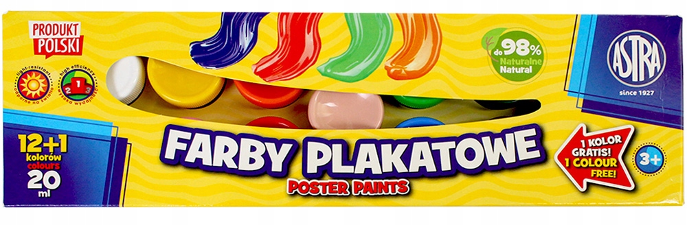 FARBY PLAKATOWE 20 ml ASTRA 13 KOLORÓW 12+1 GRATIS Bohater / Bajka brak