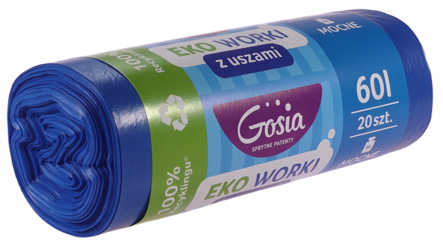 

Worki śmieci 60L uszami mocne niebieskie 20 szt.