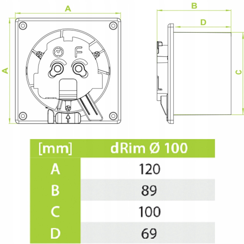 WENTYLATOR PANEL CZARNY MAT CZUJNIK RUCHU Fi 100 Kod producenta MS