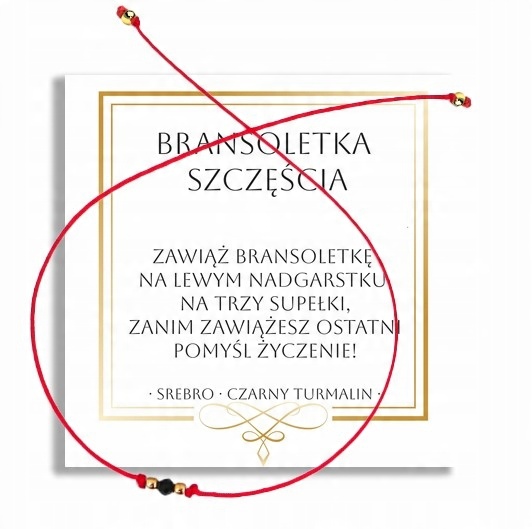 

Bransoletka Szczęścia Czerwona 925 Czarny Turmalin