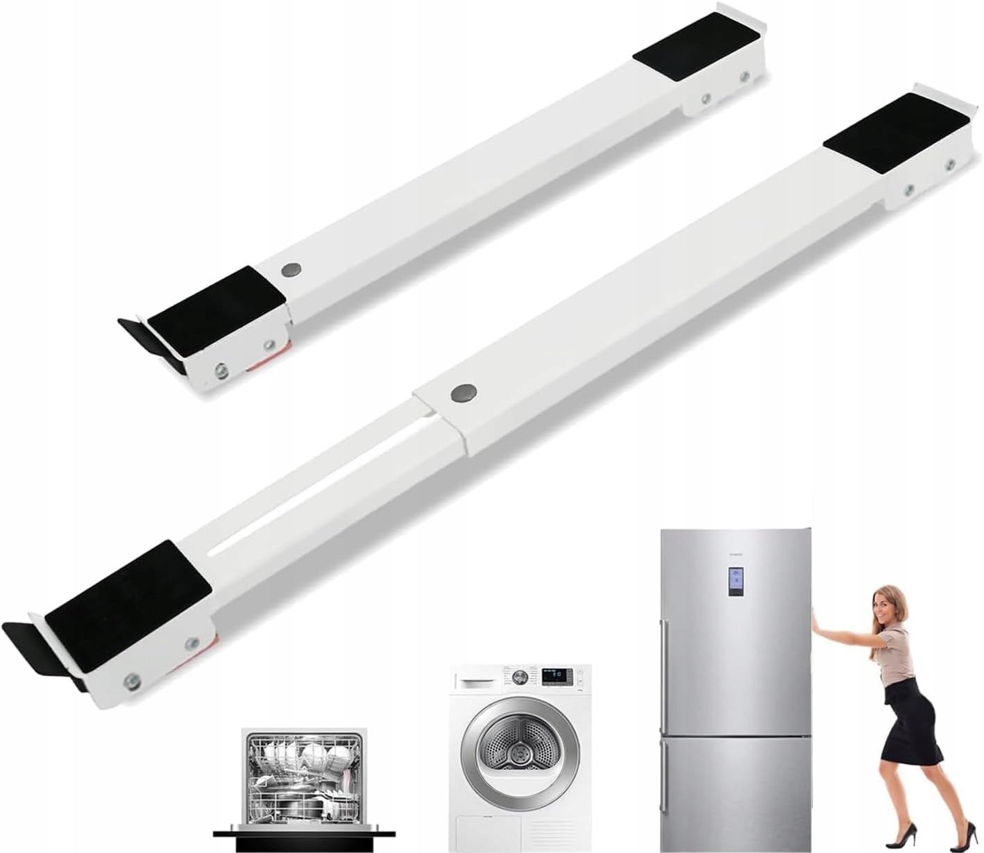 2x Rolki Podkładki Pod Pralke Lodowke Meble Podstawy Regulowane Do 300 Kg