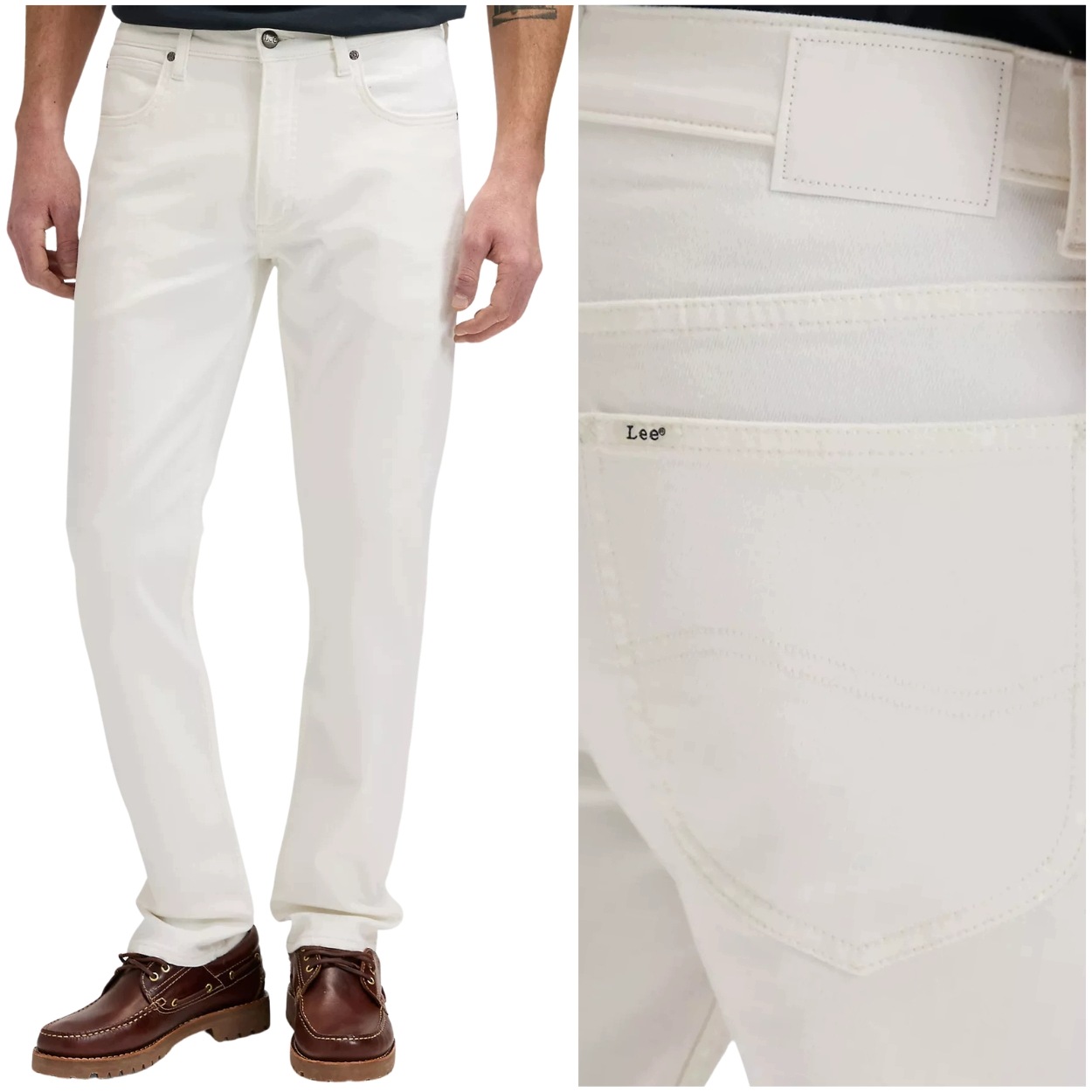 Lee Daren Zip Fly White jednoduché pánské bílé látkové kalhoty W31 L32