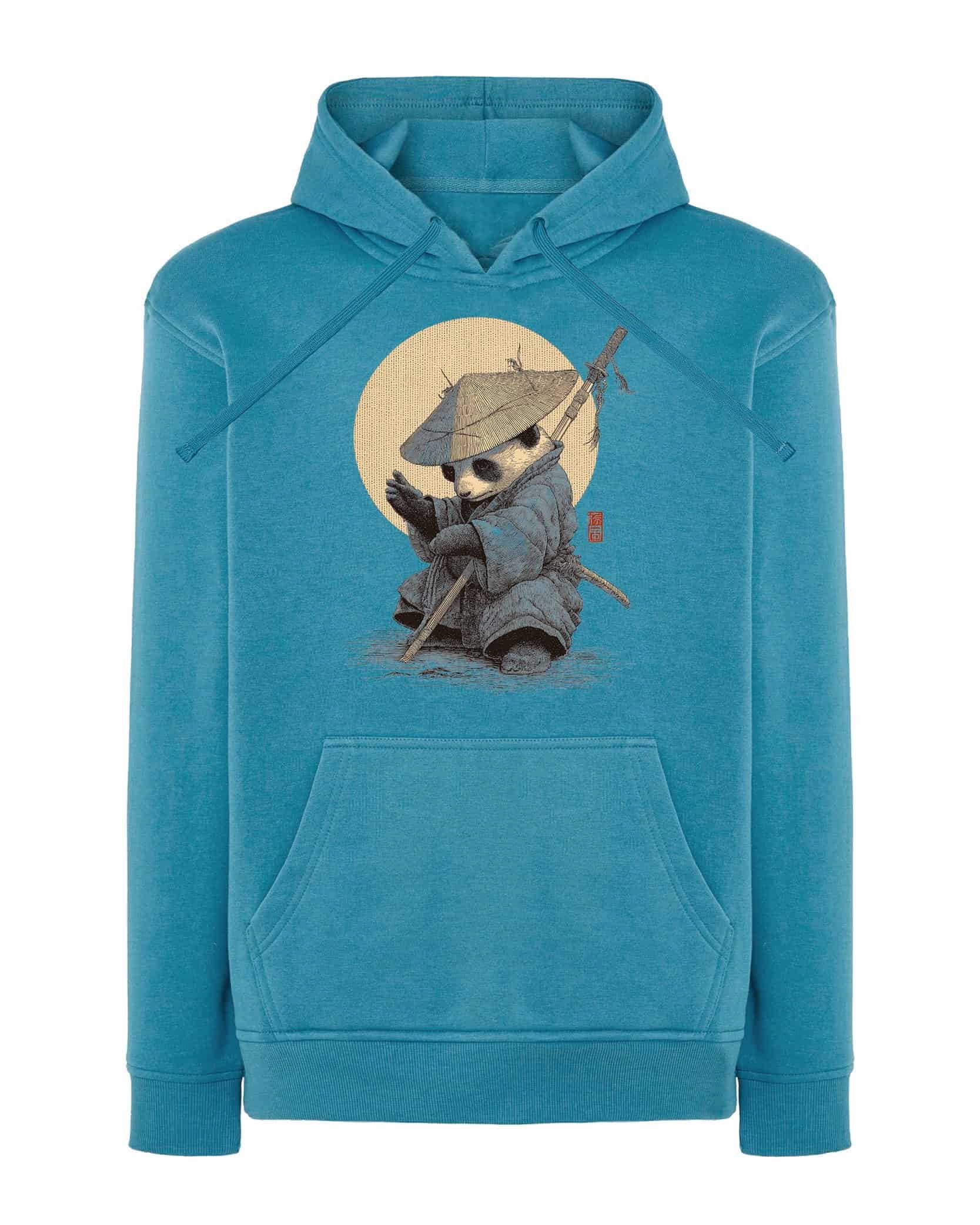 Mikina s kapucí Panda Samuraj Japonsko Umělecké Modrá M